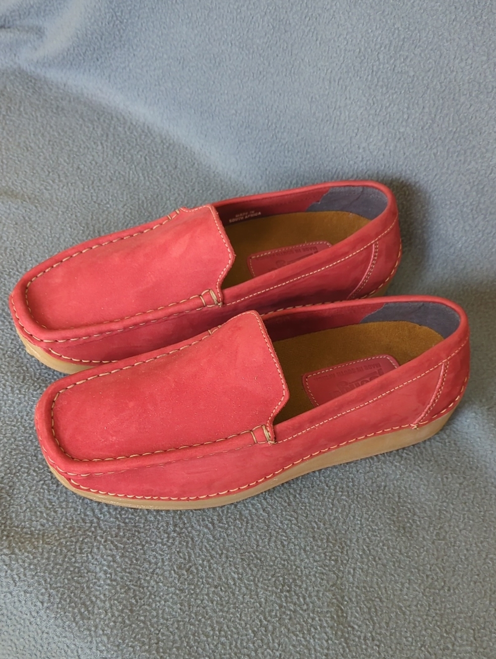 Tsonga Red Suede Driving Shoes. Size 8
